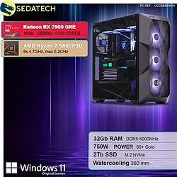 Sedatech PC Gamer ATX Premium • AMD Ryzen 7 9800X3D • RX 7900 GRE • 32Go DDR5 • 2To SSD M.2 • Windows 11