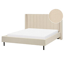 Beliani Lit double bouclé beige 160 x 200 cm VILLETTE