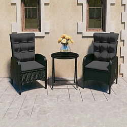 Maison Chic Table de bistro et chaises d'extérieur 3 pcs,Ensemble de bistro de jardin pour relax Résine tressée et verre Noir -GKD677722