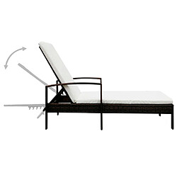 Avis vidaXL Chaise longue avec coussin Résine tressée Marron