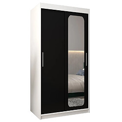 Abiks Meble Armoire PROMO T2 À Portes Coulissantes 200/100/62 2 Portes (Blanc/Noir)