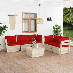 Maison Chic Salon de jardin palette 6 pcs avec coussins - Table et chaises d'extérieur - Mobilier/Meubles de jardin Moderne épicéa imprégné -MN87521