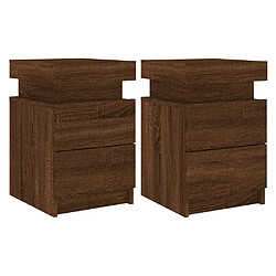 Maison Chic Lot de 2 Tables de chevet à lumières LED - Tables de Nuit chêne marron 35x39x55 cm