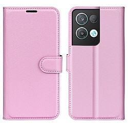 Etui en PU texture litchi, anti-écaillage avec support pour votre Oppo Reno8 Pro + 5G/Reno8 Pro 5G (Global Version) - rose