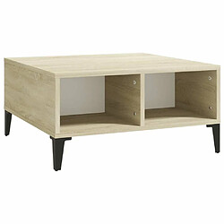 Maison Chic Table basse,Table Console Table d'appoint, Table pour salon Blanc et chêne sonoma 60x60x30 cm Aggloméré -MN62415