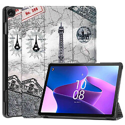 Htdmobiles Housse pour Lenovo Tab M10 3eme generation TB-328FU / TB-328XU (10,1 pouces) - etui coque pochette simili cuir - TOUR EIFFEL