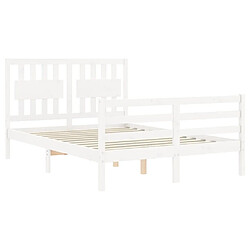 Maison Chic Lit adulte - Cadre Structure de lit avec tête de lit Contemporain blanc 140x200 cm bois massif -MN88097 pas cher