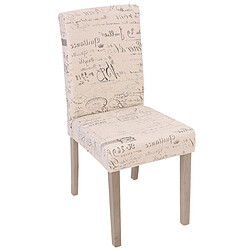 Decoshop26 Lot de 2 chaises de salle à manger cuisine en tissu crème motif écriture des pieds en bois clair 04_0000429