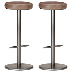 vidaXL Tabourets de bar lot de 2 marron cuir véritable