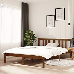 vidaXL Cadre de lit sans matelas marron miel bois massif 135x190 cm