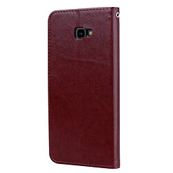 Avis Wewoo Housse Coque Étui en cuir avec rabat horizontal relief Rose pour Samsung Galaxy J4 Plus, support, logements pour cartes et porte-monnaie (Marron)