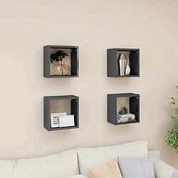 Maison Chic Lot de 4 Étagères cube murales,Etagère de rangement flottantes Gris brillant 26x15x26 cm -MN61010