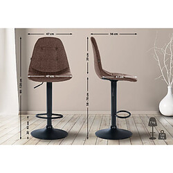 Avis Decoshop26 Tabouret de bar x1 avec repose-pieds hauteur réglable pivotant assise en tissu marron cadre métallique noir 10_0004837