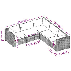 vidaXL Salon de jardin 5 pcs avec coussins Résine tressée Noir pas cher