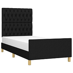 Avis Maison Chic Lit adulte - Cadre Structure de lit avec tête de lit Contemporain Noir 90x190 cm Tissu -MN12701