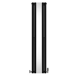 Monstershop Radiateur à Colonne Ovale avec Miroir & Valves - 1800mm x 380mm – Noir