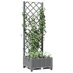 Avis Maison Chic Jardinière,Bac à fleurs avec treillis - pot de fleur Gris clair 40x40x121,5 cm PP -GKD21338