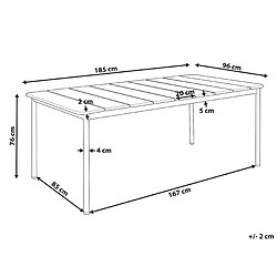 Avis Beliani Table de jardin 185x96 cm Métal Bois foncé FLAVIA