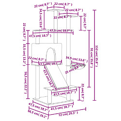 vidaXL Arbre à chat avec griffoirs en sisal Gris foncé 153 cm pas cher