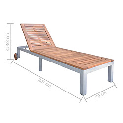 Maison Chic Chaise longue - Transat - Bain de Soleil Bois d'acacia solide pas cher