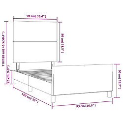 vidaXL Cadre de lit sans matelas crème 90x190 cm tissu pas cher