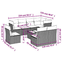 Avis Maison Chic Salon de jardin 9 pcs avec coussins | Ensemble de Table et chaises | Mobilier d'Extérieur noir résine tressée -GKD35735