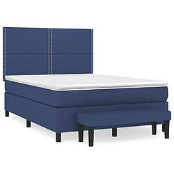 vidaXL Sommier à lattes de lit avec matelas Bleu 140x190 cm Tissu