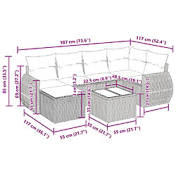 vidaXL Salon de jardin avec coussins 7 pcs gris clair résine tressée pas cher