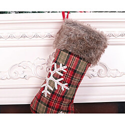 Avis C329 Christmas Red Lattice Snowflake Chaussettes Sac-cadeau Sac De Noel Cheminée Pendentif Sac de Noël Sac de bonbons pour la fête de Noël