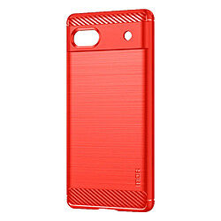 Coque Google Pixel 6a Souple Renforcée Effet Carbone et Métal Brossé MOFI Rouge