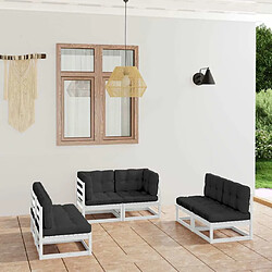 Maison Chic Salon de jardin 6 pcs + coussins - Mobilier/Meubles de jardin - Table et chaises d'extérieur Bois de pin massif -MN57599