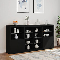 Acheter Maison Chic Commode Buffet - Meuble de rangement avec lumières LED noir 202x37x100 cm -GKD74250