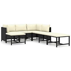 Maison Chic Salon de jardin 7 pcs + coussins - Mobilier/Meubles de jardin - Table et chaises d'extérieur Résine tressée Noir -MN52686