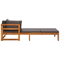 Avis Maison Chic Chaise longue | Transat Bain de soleil avec 1 accoudoir Gris foncé Bois d'acacia solide -GKD89523