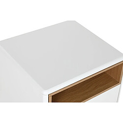 Pegane Table de nuit, table de chevet avec 1 tiroir en bois naturel et PU coloris blanc - longueur 48 x profondeur 40 x Hauteur 55 cm pas cher