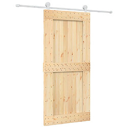 vidaXL Porte coulissante et kit de quincaillerie 95x210 cm pin massif