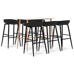 vidaXL Ensemble de bar 7 pcs Blanc et noir