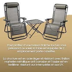 Elem Garden Technic Lot de 2 chaises longues + table pliable