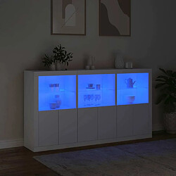 Maison Chic Commode Buffet - Meuble de rangement avec lumières LED blanc 181,5x37x100 cm -GKD20103 pas cher