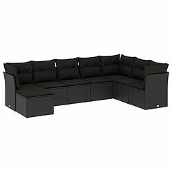 Maison Chic Salon de jardin 8 pcs avec coussins | Ensemble de Table et chaises | Mobilier d'Extérieur noir résine tressée -GKD15574