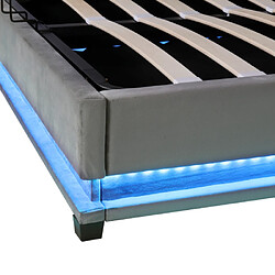 ComfortXL Lit Double Avec Revêtement En Velours Et LED, Rangement Hydraulique 140x200cm pas cher