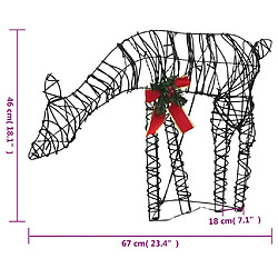 vidaXL Familles de rennes de Noël 2 pcs 180 LED blanc chaud rotin pas cher