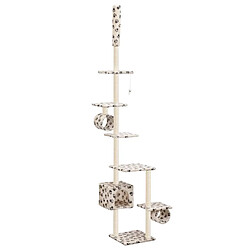 Helloshop26 Arbre à chat griffoir grattoir niche jouet animaux peluché en sisal 260 cm beige motif pattes 3702112