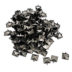 100 Sets Pyramid Square Rivet Stud Nailhead pour Ceintures Leathercraft Noir