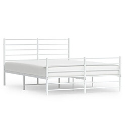 Maison Chic Lit adulte - Lit simple Cadre de lit métal avec tête de lit/pied de lit,Structure du lit Contemporain pour chambre blanc 120x190cm -MN41408