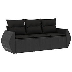 Maison Chic Salon de jardin 3 pcs avec coussins | Ensemble de Table et chaises | Mobilier d'Extérieur noir résine tressée -GKD55598