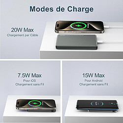 SANAG Batterie Externe Mag-Safe Power-Bank 5000Mah 8Mm Slim Portable Chargeur Sans Fil Powerbank Avec Rapide Cable Usb-C Pd 20W Compatible Avec Iphone 16/15/14/13/12 Mini/Pro/Pro (Gris Noir) pas cher