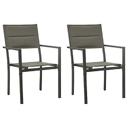 Maison Chic Lot de 2 Chaises de jardin,Fauteuil d'extérieur Textilène et acier Gris et anthracite -MN77718