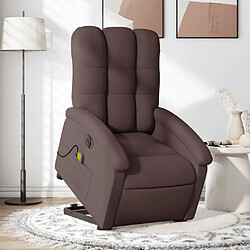 Maison Chic Fauteuil Relax pour salon, Fauteuil inclinable de massage électrique Marron foncé Tissu -GKD40550