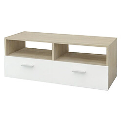 ML-Design Meuble bas TV en agglomeré MDF buffet blanc/naturel matériel montage 95x36x35 cm